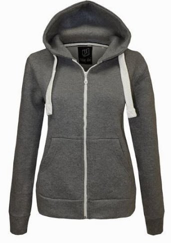 Fab Style Ladies Plain Sweatshirt Womens Fleece Zip Hooded Jacket Top Plus Sizes 16-20
