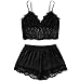 Produktbild Nachtwäsche Set Damen Kurz Stain Spitze Babydoll Lingerie Dessous Sexy Zweiteilige Schlafanzug Reizwäsche Set Spitze Unterwäsche BH und Slip Nachtwäsche Nachthemd TWBB