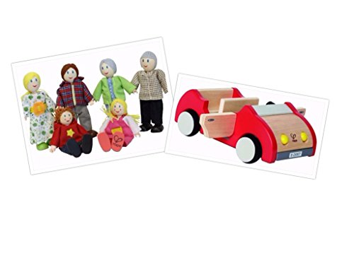 Preisvergleich Produktbild MaMeMi Set Familie mit Oma und Opa + Auto / Holzspielzeug