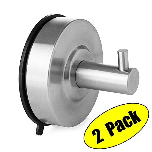 KES SUS 304 Edelstahl Saugnapf Haken Einzelne MantelHaken Abnehmbare Bad Dusche Handtuch Haken Küche WAlle Haken Strong und Heavy Duty Zeitgenössischen Stil, Gebürstet 2 Pcs, A6260-P2