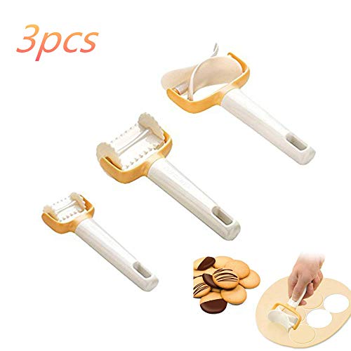 Juego de cortadores de galletas para repostería con rodillo y cortador de galletas, para decorar tartas o galletas, para galletas 3pcs, Beige