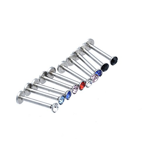 Ecloud Shop® 10X Lippenpiercing Lippe Piercing Labret Bunt Strass CHARMS
