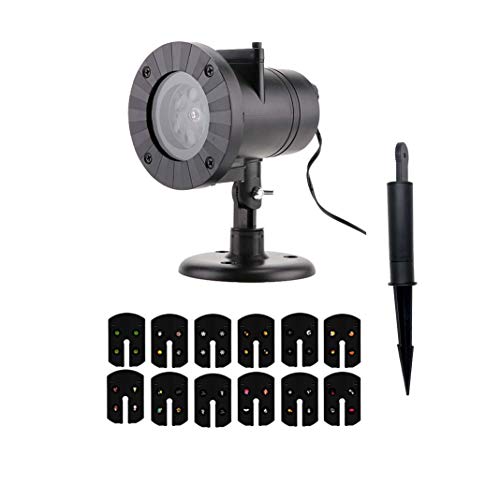 Eiito projecteur noel exterieur Intérieur led, projecteur noel interieur 12 Motifs Animées ou Statiques Projecteur de Jardin LED Parfait pour les Fêtes