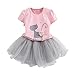 Produktbild Mädchen Set Kleidung Xinan Cartoon Kätzchen Bedruckten T-Shirt Kleider Set (130, Rosa)