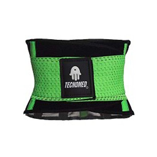 Tecnomed Cinturón Abdomen/Faja Reductora Lumbar Deportiva Fitness y Protector de Columna, para rehabilitación del Dolor, Unisex, Color Verde (M)