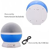 GRDE® projektion lampe Geburtstag lampe Weihnachtsgeschenke Romantische Lamp Dekorative Leuchten Innenleuchten 4 led Nachlicht Sun und Stern Beleuchtung Lampe 360 Grad entspannende Stimmung Licht projektor Baby Kinder zimmer Schlafzimmer Kinder Zimmerfür Weihnacht Geburtstag Ferien Partei(Blau) - 3