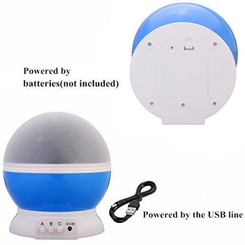 GRDE® projektion lampe Geburtstag lampe Weihnachtsgeschenke Romantische Lamp Dekorative Leuchten Innenleuchten 4 led Nachlicht Sun und Stern Beleuchtung Lampe 360 Grad entspannende Stimmung Licht projektor Baby Kinder zimmer Schlafzimmer Kinder Zimmerfür Weihnacht Geburtstag Ferien Partei(Blau) - 3