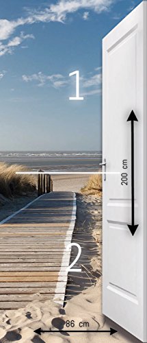 Türtapete ,,Beach Door TT3′ 86cm x 200cm Tür Ausblick Meer Ozean Strand Dünen Steg Ocean Way Ostsee Nordsee Fototapete inklusiv Kleister - 3