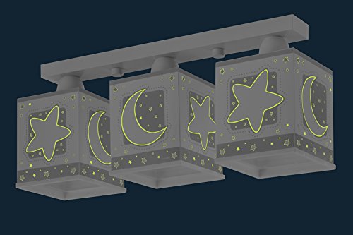 Dalber 63233E Mond und Sterne Deckenlampe, 3-Flammige, Plastik, grau, 48 x 12.5 x 20.5 cm - 3