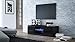 Price comparison product image pmmarket Modern TV Unit stand 150cm Cabinet High Gloss TV Entertainment led lights LEO (LEO 140 Black)
