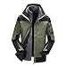 Produktbild Herren Wasserdicht Regenjacke Nähtefarbe Windbreaker Jacke Warm Jacke 2 in 1 Abnehmbar Samt Futter Kapuzenjacke 2-teiliges Sportjacke Outdoorjacke Sweatjacke Softshell Jacke DREI Tragemethode