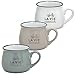 Produktbild matches21 Becher Tassen Kaffeetassen Kaffeebecher Retro Motiv Keramik taupe weiß blau-grau 3er Set 7,5 cm / 250 ml