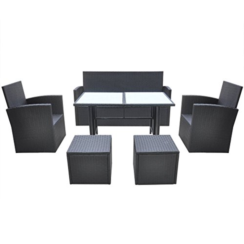 vidaXL 18tlg. Garten Set Poly Rattan Essgruppe Sitzgruppe Lounge Gartengarnitur Schwarz - 4