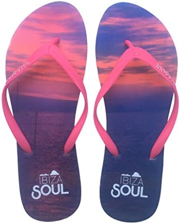 Ibiza Soul Womens Ladies Girls Unisex Flip Flops Holiday Summer Toe Post Beach Soft Rubber Comfortable Durable Thong Shoes Size 2 3 4 5 6 7 (UK 6/7, Sunset Pink)
