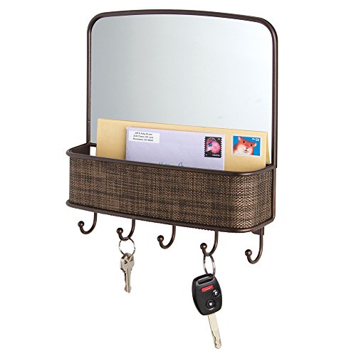 Interdesign 95930EU Twillo Wandmontierter Spiegel und Postablage, Küche, Flur, Eingangsbereich, bronze - 3