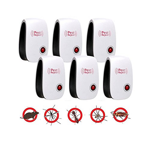 Preisvergleich Produktbild L&LQ Ultraschall-Insektenvernichter - Abwehrmittel Ameisen, Kakerlaken, Flöhe, Ratten, Käfer, Fruchtfliegen, Kakerlaken Und Mehr (6 Pack) Keine Insektensprayer & Mausefalle Mehr,Usplug