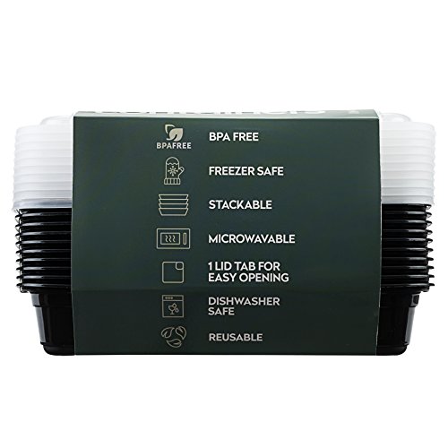 [10er Pack] FITPREP® 3-Fach Premium Meal Prep Container | Lunchbox, Modell 2017 – stabil,fest schließender Deckel, Stapelbar, Wiederverwendbar, Spülmaschinenfest, Mikrowellen-, Gefrierschrankgeeignet - 5