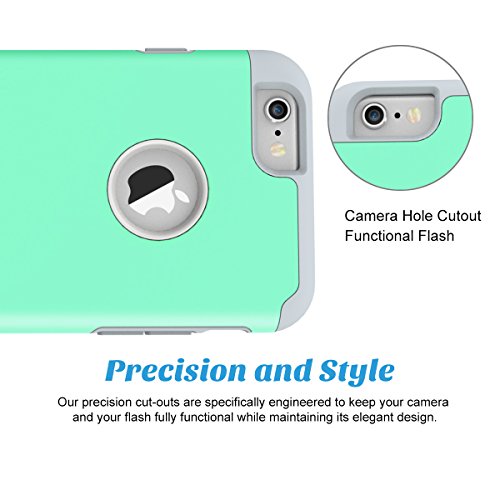 iPhone 6 Case, ULAK iPhone 6S Case Dual Layer Shockproof [Drop Protection] Slim Hybrid Impact Skin Case Cover for Apple iPhone 6 6S (4.7 Inch) (Turquoise/Grey)