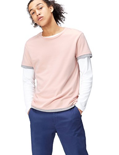 FIND T-Shirt Herren Lockere Passform und Rundhals, Rosa (Petal/Grey Marl), Large FIND T-Shirt Herren Lockere Passform und Rundhals, Rosa (Petal/Grey Marl), Large