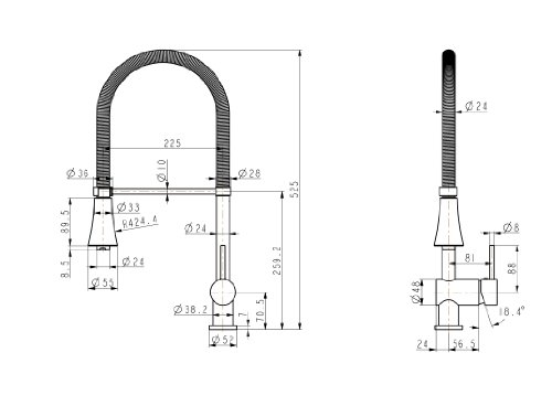 Niederdruck Küche Armatur mit Geschirrbrause Küchenarmatur Einhebelmischer Wasserhahn Brause Handbrause Küchenarmaturen Armaturen - 2