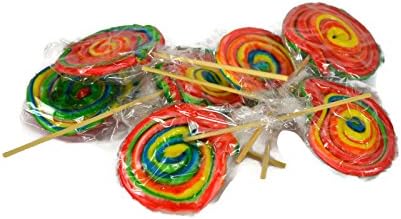 Yummys handmade rainbow fruit lollipops -twisted or rotella (halal/vegetarian) (rotella, 10)