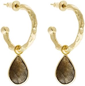Azuni Labradorite Mini Drop Hoop Earrings (Gold Plated)