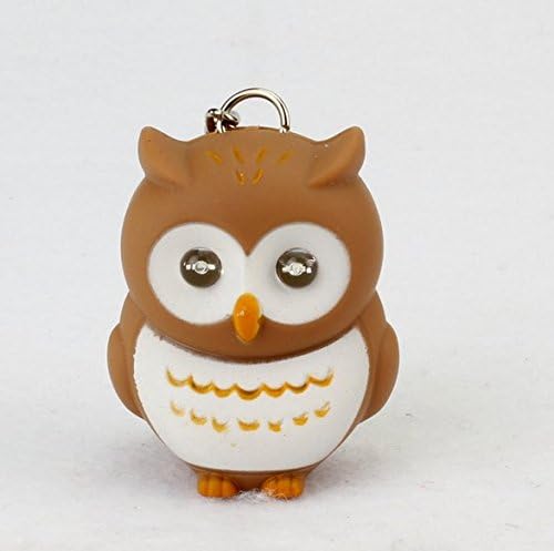 Flyyfree Novelty Cute Owl Sound LED Keyring Key Chain Cell Phone Bag Pendant (Brown)