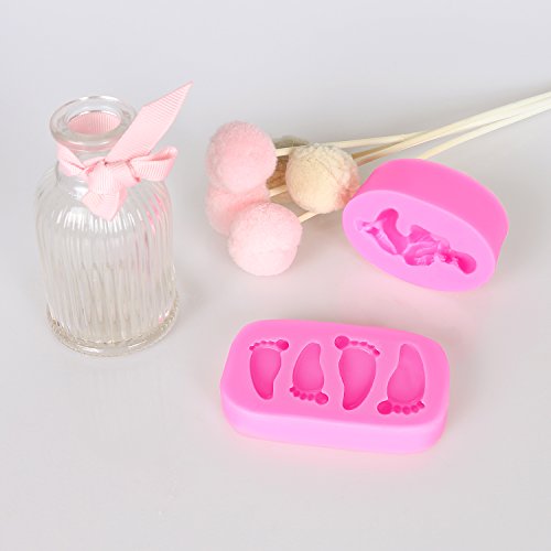 SUNJAS 2tlg Baby Geburt Silikon Ausstecher Ausstechform Torten Fondant Kuchen Marzipan Backen Stempel Set Kit Deko - 7