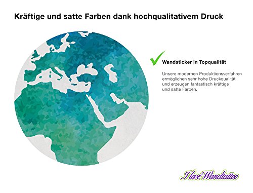 I-love-Wandtattoo WAS-10730 Wohnraum Wandsticker „Weltkarte Aquarell in grün und blau“ Kontinente zum Kleben Länder Wandtattoo Erde Wandaufkleber Globus Karte Sticker Wanddeko - 2