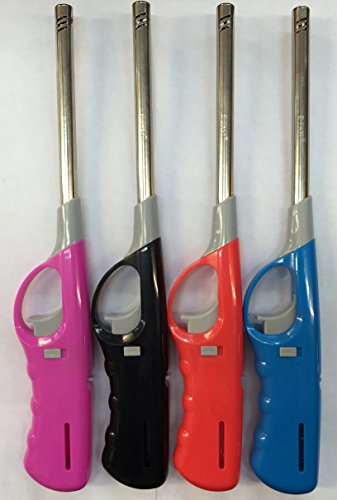 AKORD Refillable Safety Gas Candle BBQ Fire Lighter, Plastic, Multi-Colour, 27cm, Large, Pack of 3