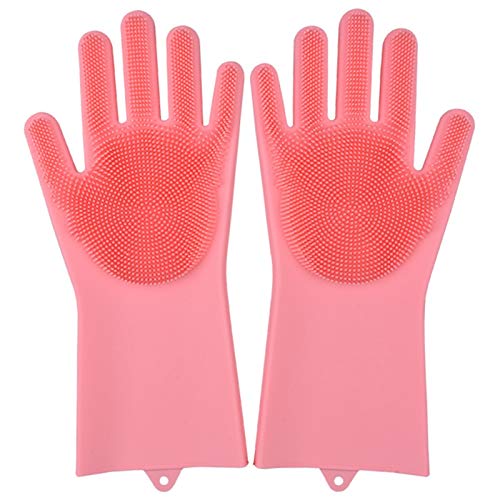 Preisvergleich Produktbild JLKPBX Geeignet für hochtemperaturbeständige, reißfeste, wasserdichte Küchenhandschuhe. Autowäsche schadet den Händen nicht11.5x32.5cm rosa