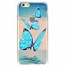 Produktbild MUTOUREN für iPhone 6 Plus/ 6S Plus Transparent TPU Silikon Schutz Handy Hülle Case Cover [Kratzfeste, Scratch-Resistant] Hülle Schutzhülle Crystal Kirstall Durchsichtig Fall-Abdeckung Etui TPU Bumper Schale - blauer Schmetterling