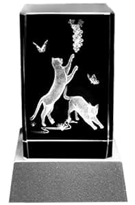Glass Block  3D  Laser Crystal with LED Lighting Cat  Motif  Glass Block  3D  Laser Crystal with LED Lighting Cat  Motif