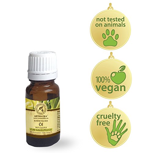 Nägelöl, Nagelpflege mit naturreinem 100 % Zitronenöl, Ylang-Ylang-Öl, Jojobaöl und Traubenkernöl, Nägel Öl für trockene und brüchige Nägel, Nagelwachstum, Nagelstärkung, Nagelelastizität, Nagelhaut-Öl, toller Duft, Glas-Pinselflasche, 10 ml, 1er Pack (1 x 10 ml) von AROMATIKA - 4