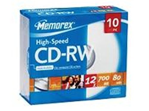 Memorex CD-RW 700MB 8-12x 10er Pack Slim Case CD-Rohlinge