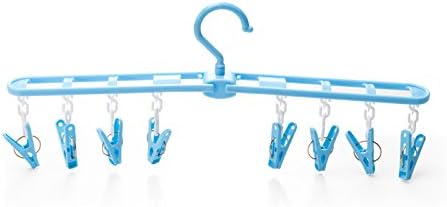 The utility model relates to a rotatable travelling folding clothes racka portable towela socka underpantsa clothes airing hanger and 8 clips,blue