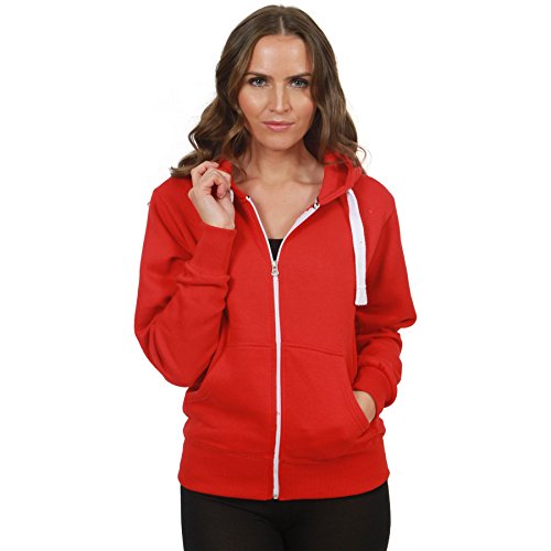 Womens Ladies Sweatshirt Plain Hoodie Fleece Hooded Coat Zip Jacket Plus Size