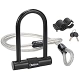 ZUKAM Antivol U pour vélo avec Câble - Antivol Cadenas câble en Acier 1.2m et Support de Montage pour Vélo, Bicyclette, Scooters, etc