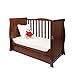 NEW PINEWOOD WALNUT SLEIGH MINI COT BED & DRAWER + BRITISH MADE DELUXE SUPERIOR SPRING BOUND MATTRESS 4’’