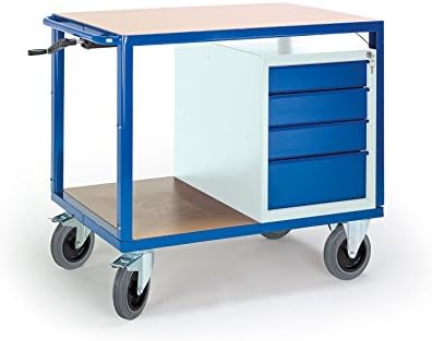 Adjustable Wheeled Table Trolley 2 Shelves Drawer Cabinet, 1090 x 700 mm, 4308/H