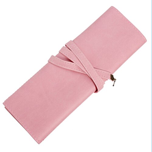 Velishy(TM) Vintage Roll Faux Leather Cosmetic Brush Bag