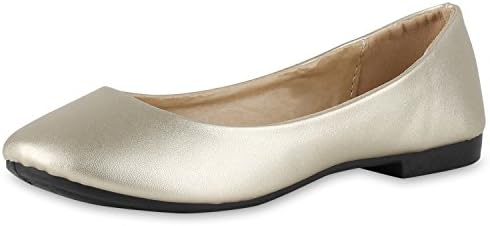 Japado Women's Ballet Flats, Gold Schwarz, 7 UK
