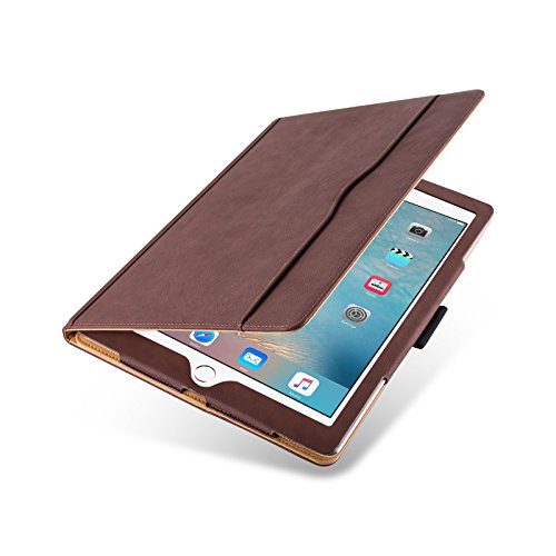 E-Tree iPad 2/3/4 Hülle PU Leder Case Smart Cover Schutztasche aus echtem Leder für das Apple iPad 2/3/4 Zoll mit Standfunktion, Auto Sleep Wake up – Braun - 4