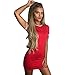 Produktbild Amphia Damen Nachthemd Sleepswear O-Ausschnitt Kurzarm Star Print Nachtwäsche Nachtkleid Casual mit Tasche (rot, S)