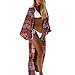 Produktbild Damen Strickjacke,Frashing Frauen Chiffon lose Schal Print Kimono Cardigan Top Cover Up Bluse Beachwear Sommerkleid Floral Print Knielang Beach Cover up für die Sommermonate (M, Mehrfarbig)