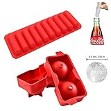 🥃 SENCILLO PERO PRÁCTICO: la forma más rápida y fácil de hacer unos cubitos de hielo geniales. El molde para bolas de hielo está hecho de silicona de diseño sólido y formado duradero con tapa, que hace bolas redondas de hielo perfectas. La bandeja larga para palos está hecha de silicona premium suave, fácil de quitar palos