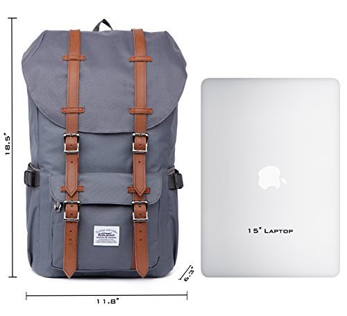 Rucksack Damen Herren Studenten Backpack KAUKKO 17 Zoll Laptop Rucksack für 15″ Notebook Lässiger Daypacks Schüler Backpacks Schultaschen of 2 Side Pockets für Wandern Reisen Camping - 4