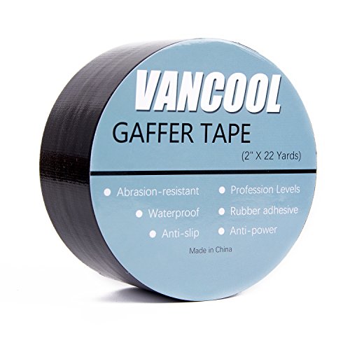 Vancool (50mmX 20m) Ruban professionnel Gaffer de qualité supérieure(Noir), HeavyDuty, imperméable à l'eau, polyvalent, facile à déchirer