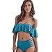 Produktbild DOLDOA Frauen Bandage Bikini Set Push-up gepolsterte BH Badeanzug Badeanzug Bademode,Blau (Größe: M Fehlschlag: 68-86cm / 26.8-33.9 ")