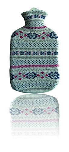 Sänger Gummi-Wärmflasche mit Strickbezug aus Baumwolle (Fjord)